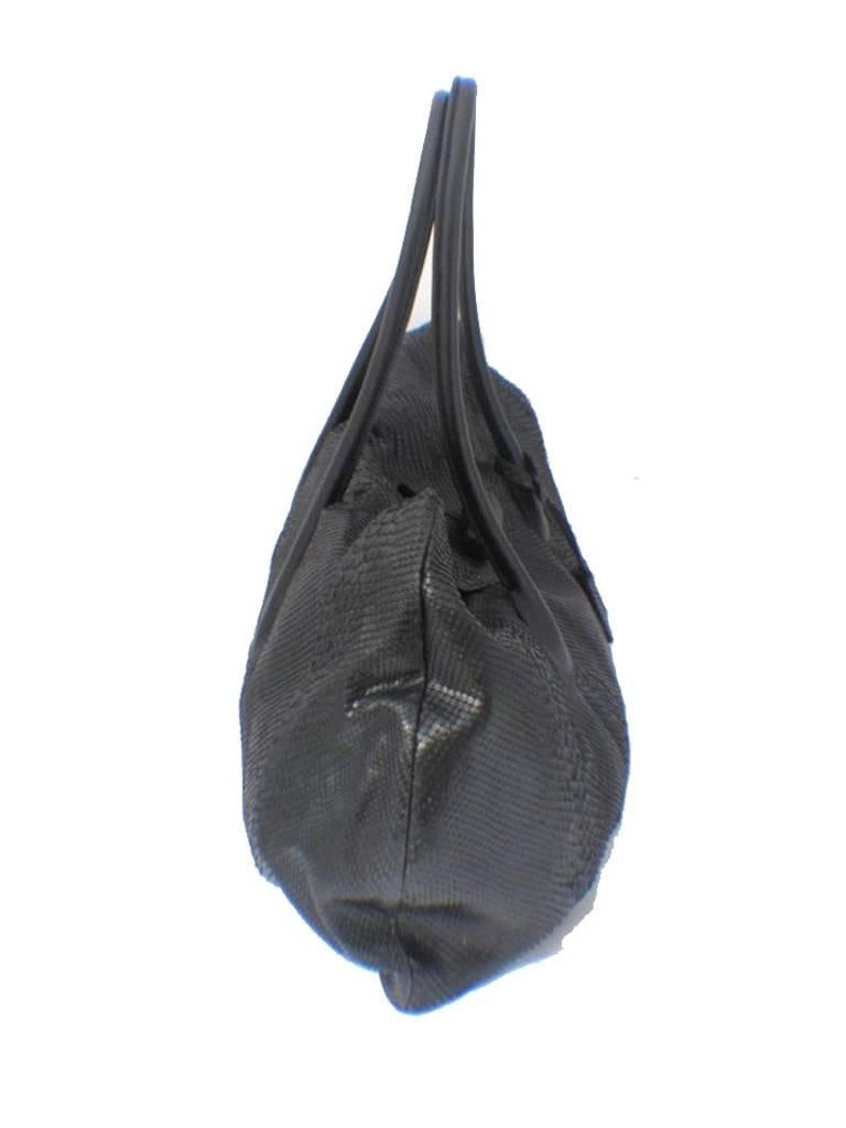 Jil Sander Black Python Snakeskin Shoulder Bag Tote In Excellent Condition For Sale In Philadelphia, PA