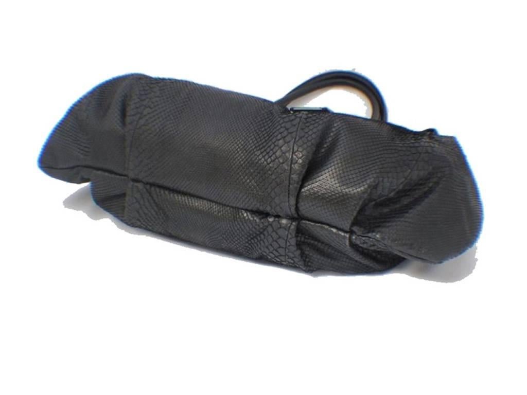 Women's Jil Sander Black Python Snakeskin Shoulder Bag Tote For Sale