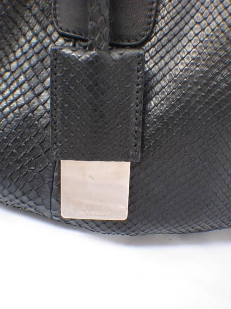 Jil Sander Black Python Snakeskin Shoulder Bag Tote For Sale 2