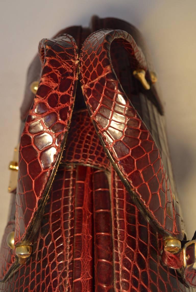 Women's or Men's Rare Vintage GUCCI Dark Red Alligator XL Doctor Bag Tote