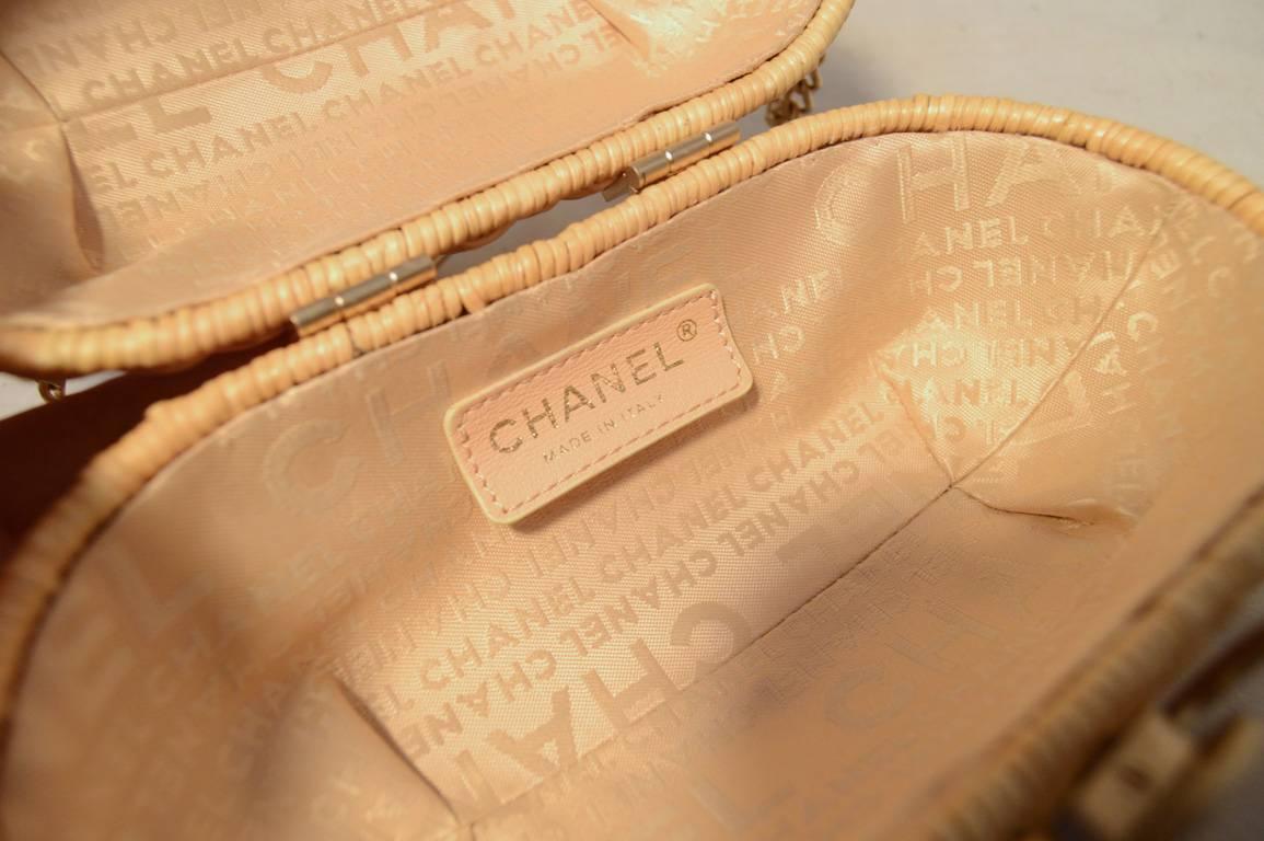 Brown Chanel Tan Wicker Rattan Basket Shoulder Bag 