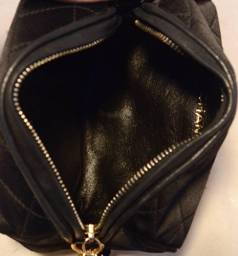 Chanel Vintage Black Quilted Satin Shoulder Bag 1