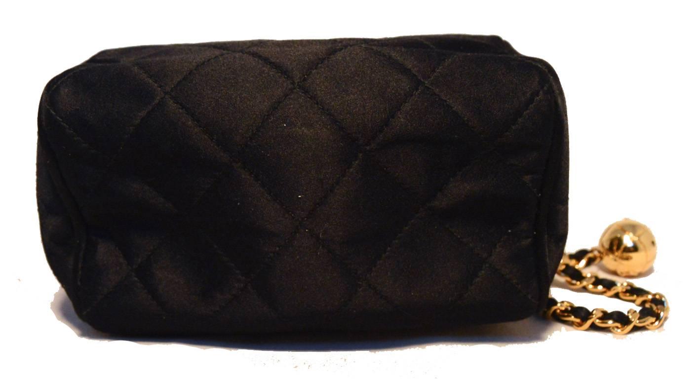 Women's Chanel Vintage Black Quilted Satin Shoulder Bag