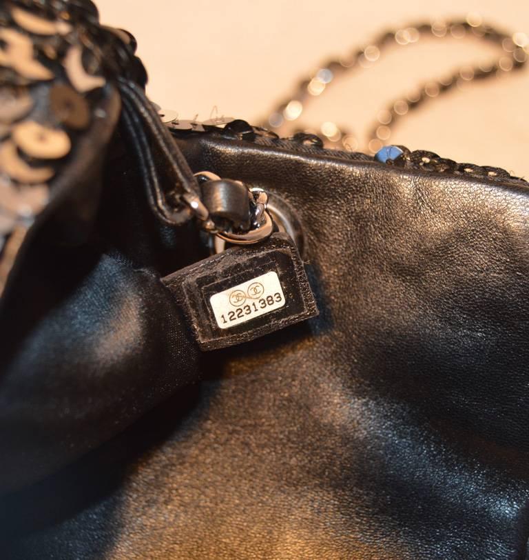 Chanel Black and Silver Sequin Mini Classic Flap Shoulder Bag 2