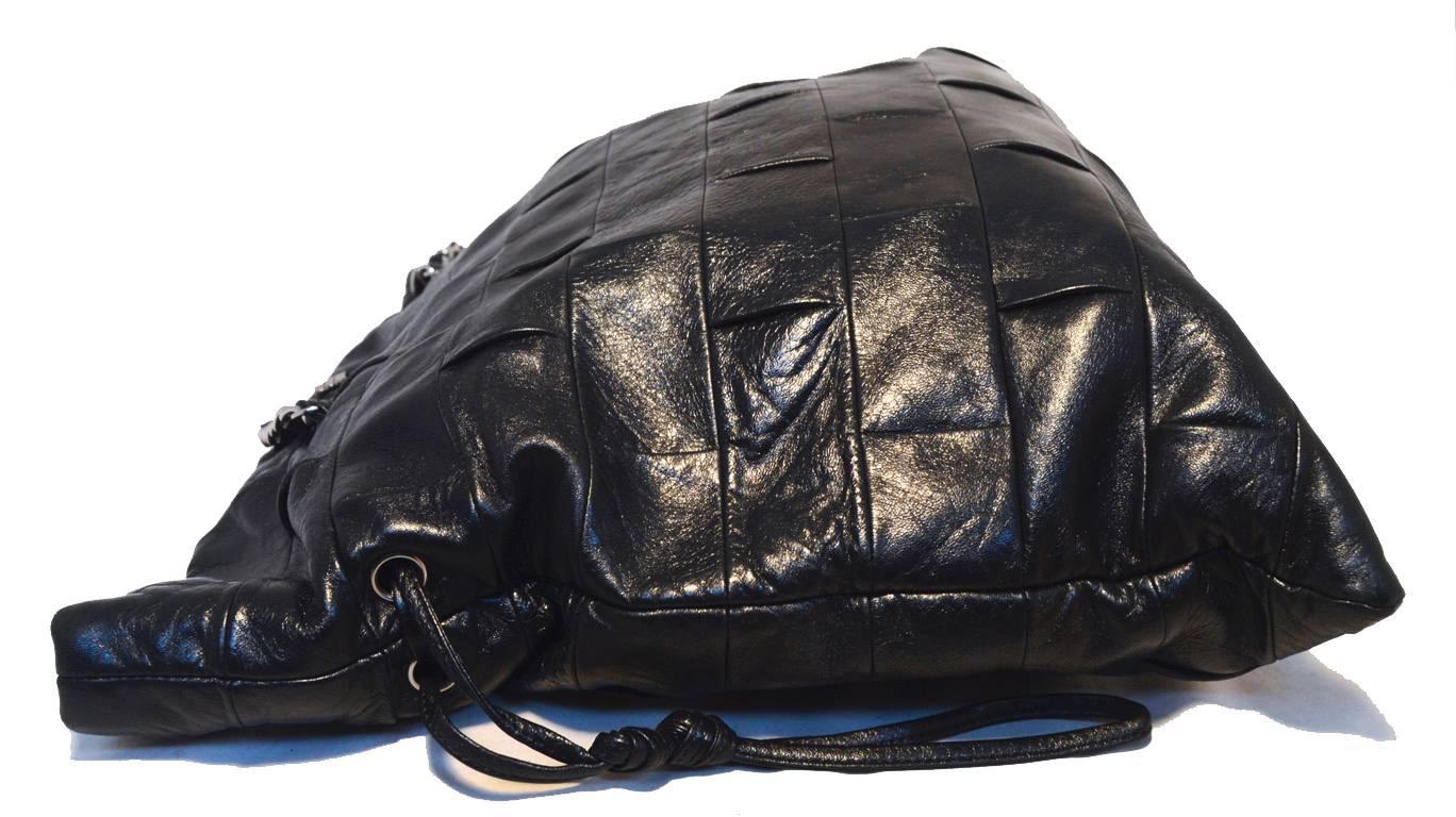 Chanel Black Leather Square Quilted Shoulder Bag Tote 1