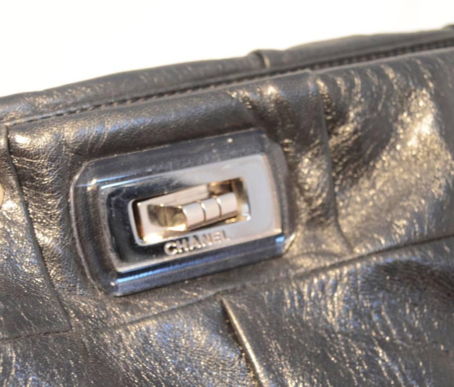 Chanel Black Leather Square Quilted Shoulder Bag Tote 4