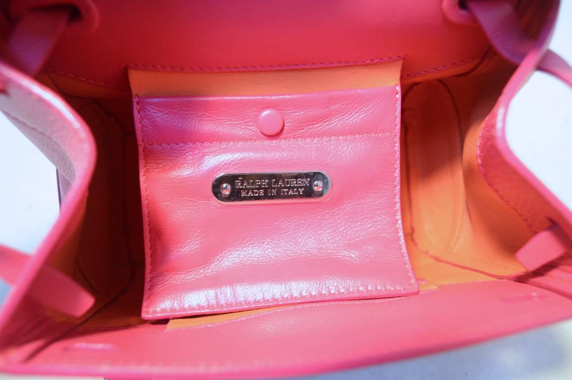 Ralph Lauren Hot Pink Leather Mini Ricky Bag with Strap and Cards 2