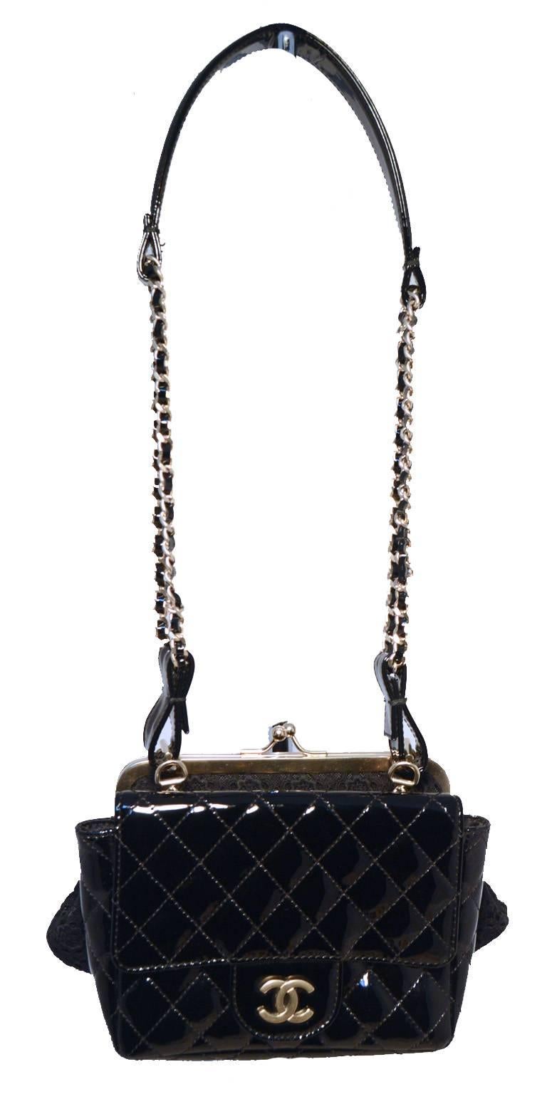 chanel black patent leather bag