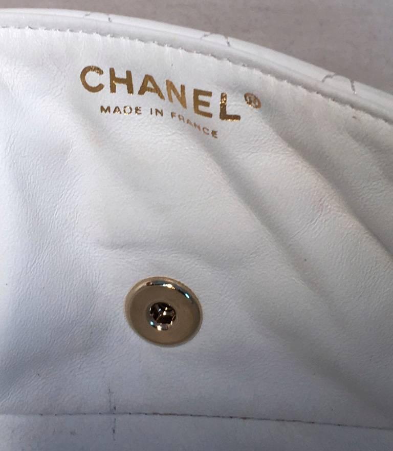 Chanel White Leather Heart Charms Classic Flap Shoulder Bag 2