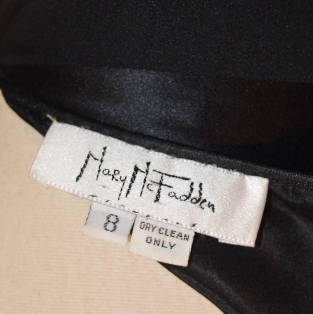 Mary McFadden Vintage 1980s Black and White Silk Drop Waist Dress Size 8 1