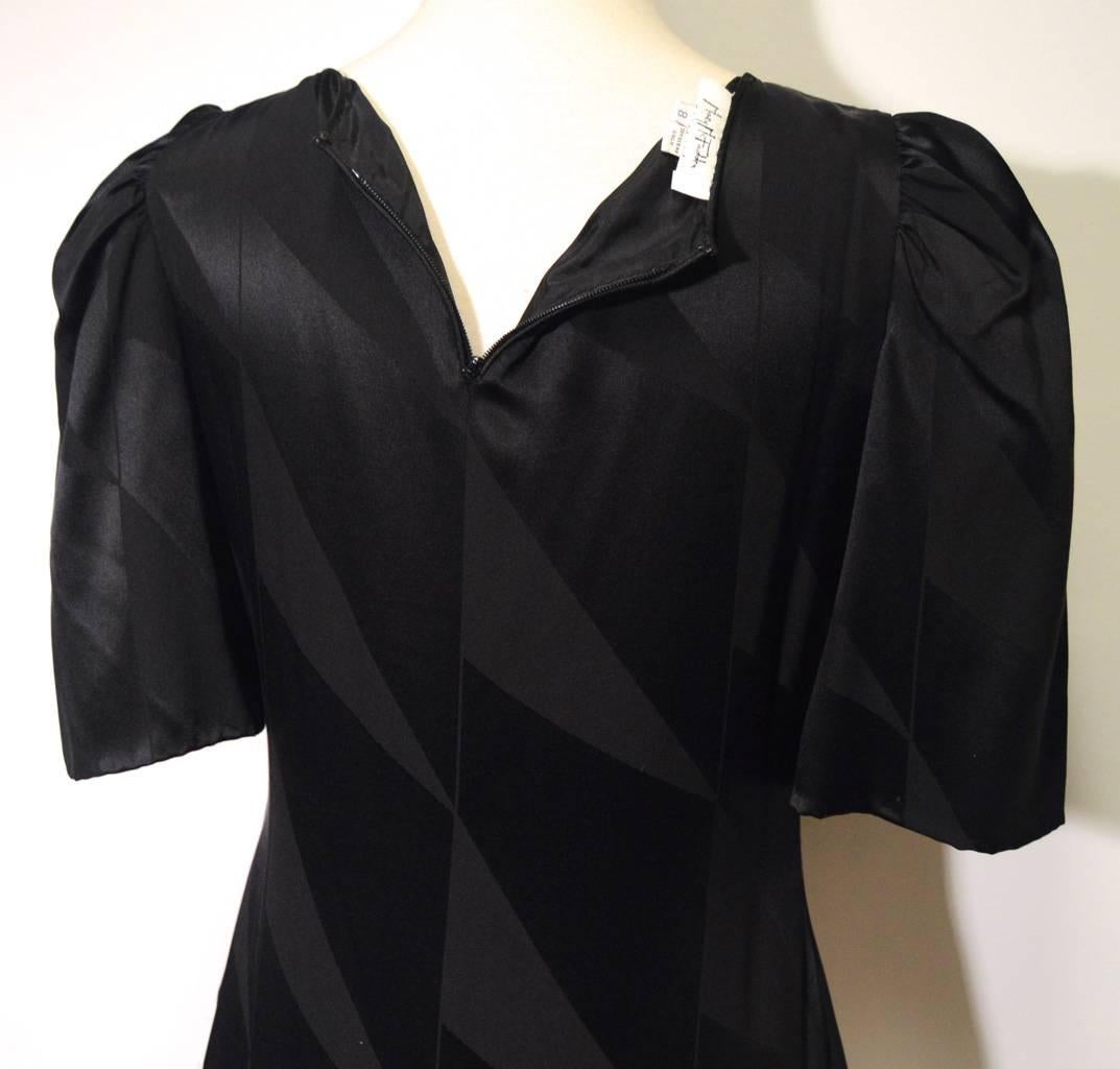 Mary McFadden Vintage 1980s Black and White Silk Drop Waist Dress Size 8 2