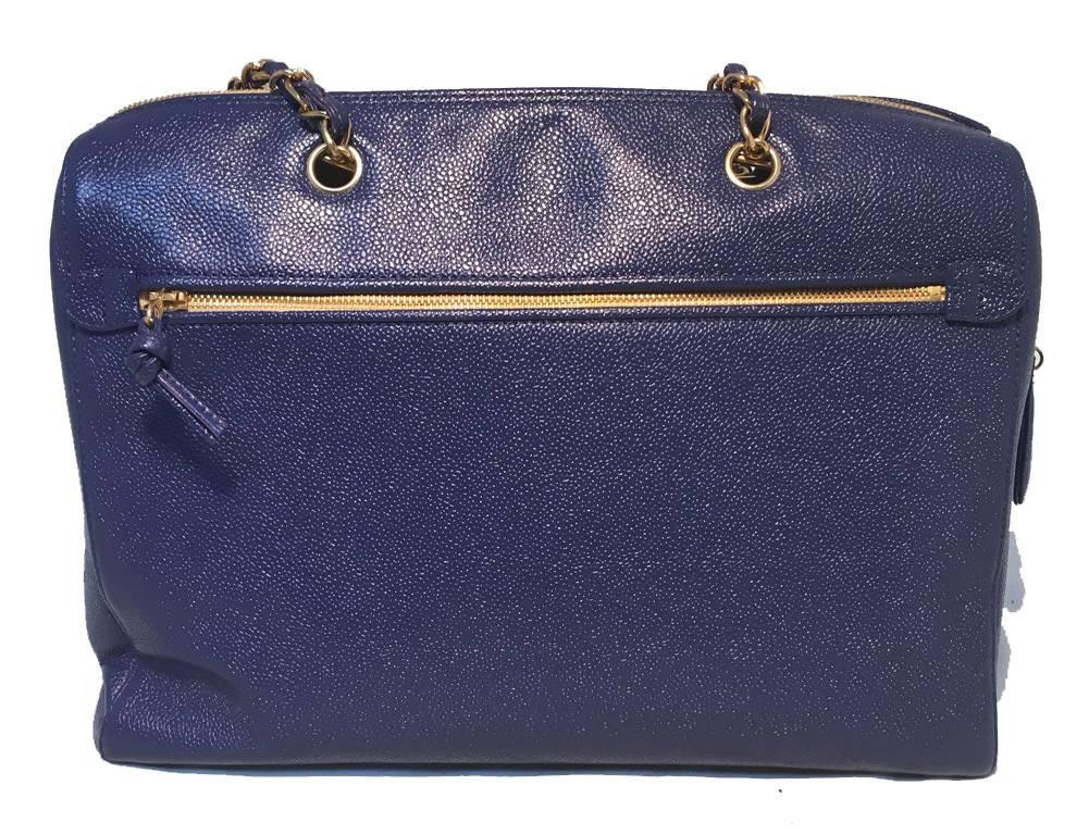 Chanel Royal Blue Caviar Leather Shoulder Bag Tote In Excellent Condition In Philadelphia, PA