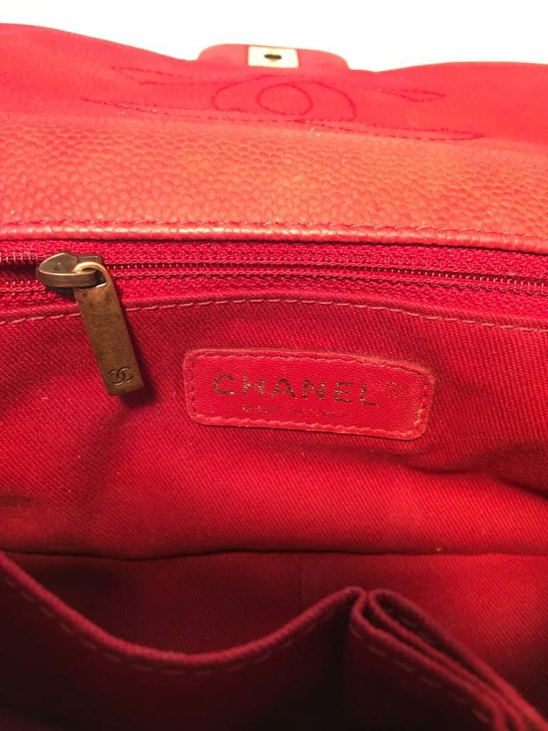 Chanel Red Nubuck Leather Top Handle Coco Classic Flap Shoulder Bag In Excellent Condition In Philadelphia, PA