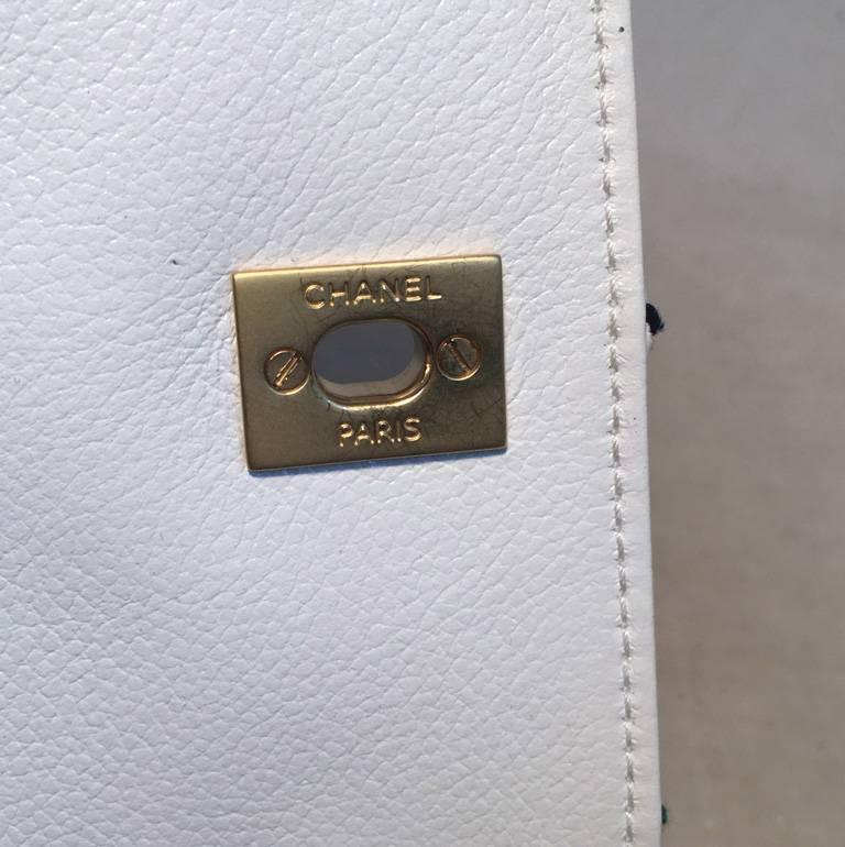 Chanel White Caviar Rainbow Stitch Medium Classic Flap Shoulder Bag 1