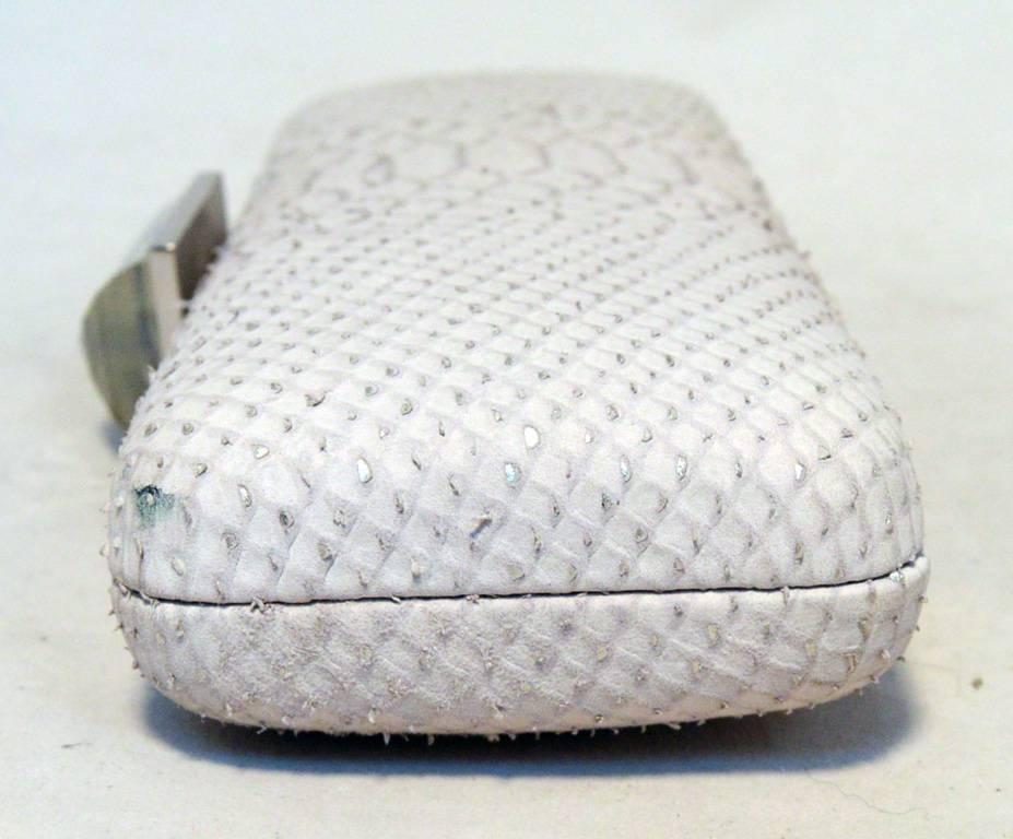 Judith Leiber Overture White Snakeskin Clutch In Excellent Condition In Philadelphia, PA