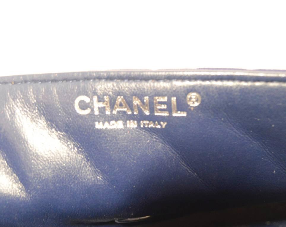 CHANEL Navy Quilted Cotton Classic Flap Shoulder Bag 2