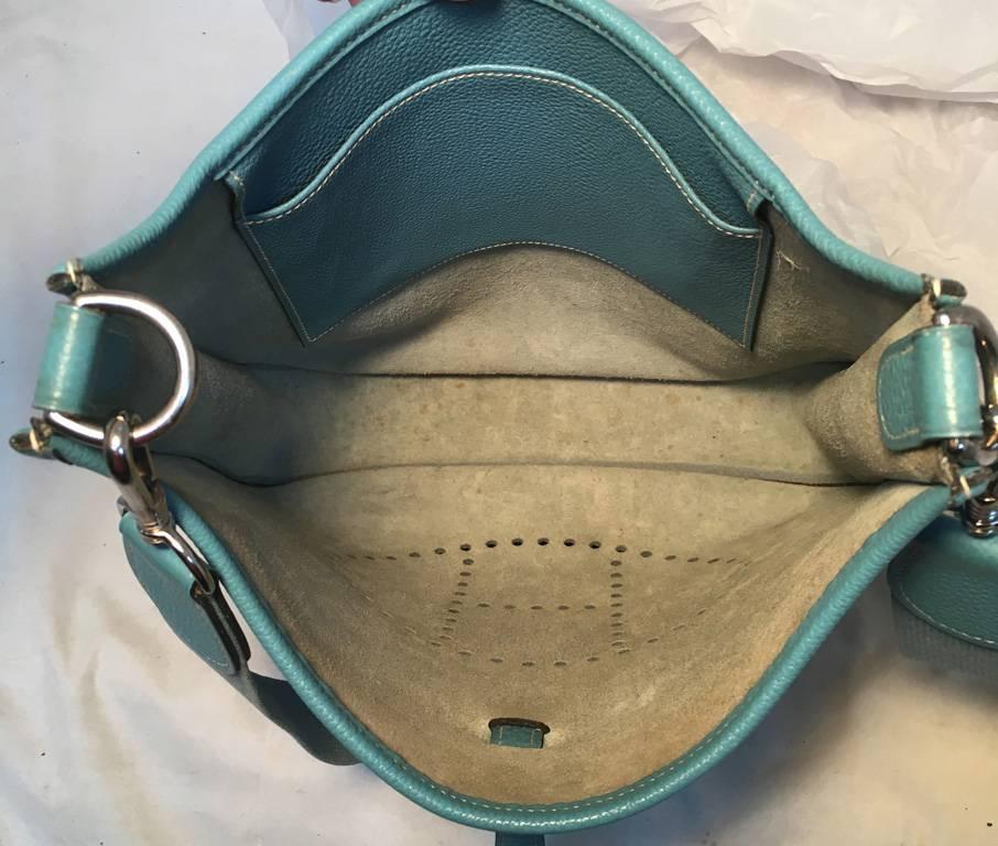 Hermes Blue Jean Togo Leather Evelyn PM I  In Good Condition In Philadelphia, PA