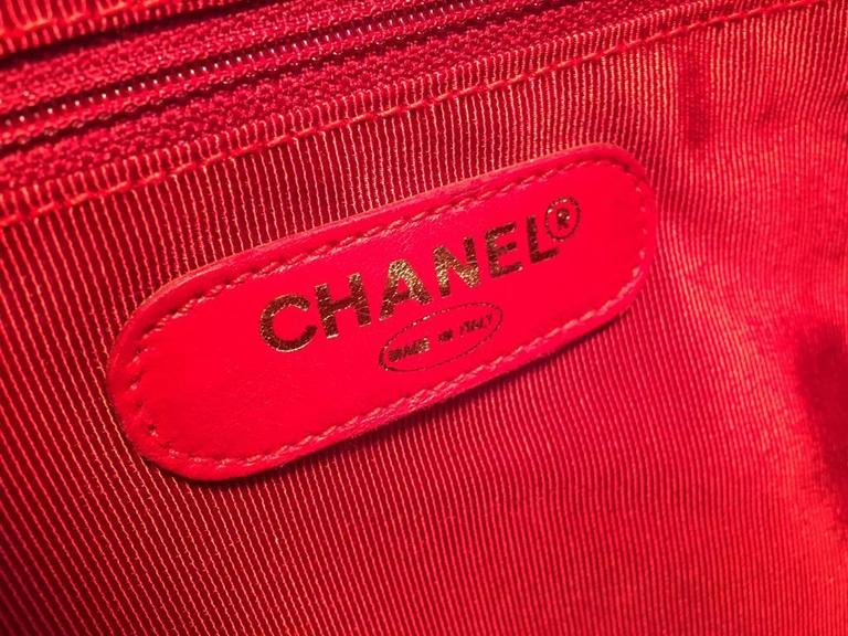 Chanel Red Quilted PVC Model Overnight Tote Travel Bag 4