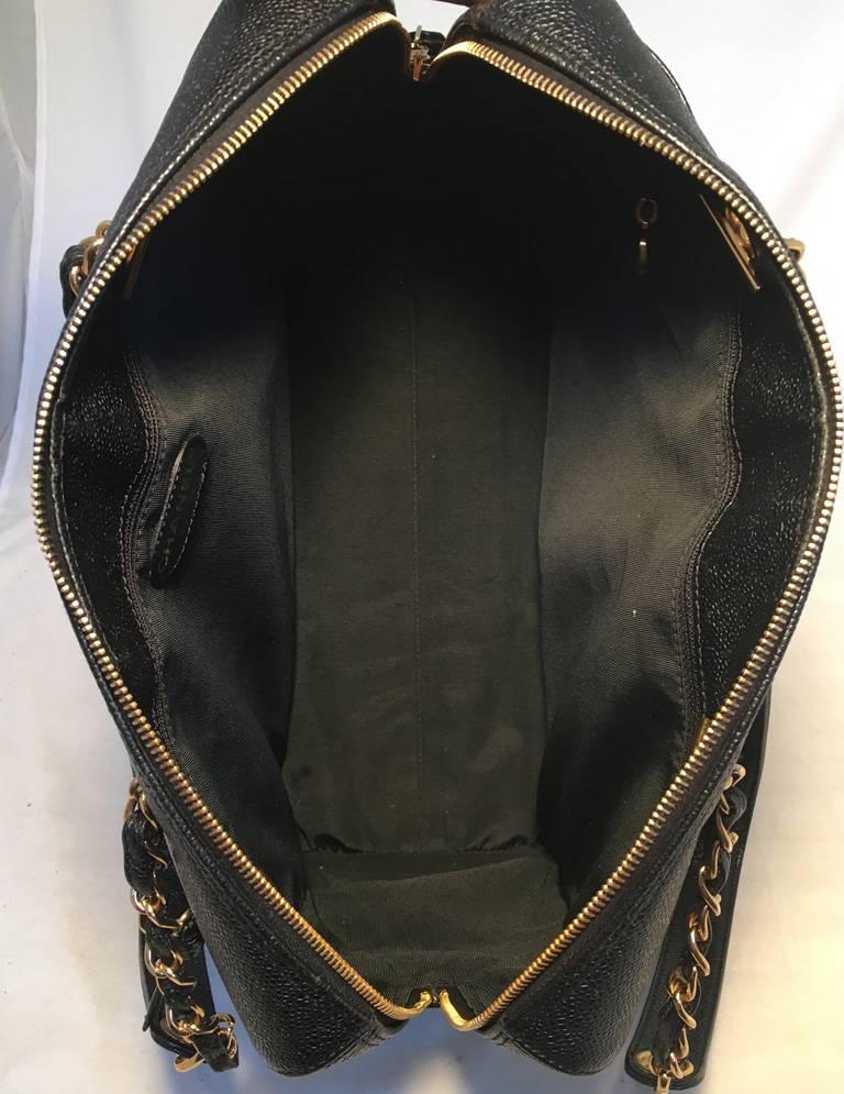 Chanel Black Caviar Leather Shoulder Bag Tote  2