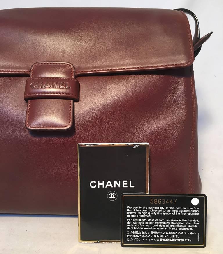 Chanel Maroon Leather Top Flap Shoulder Bag  2