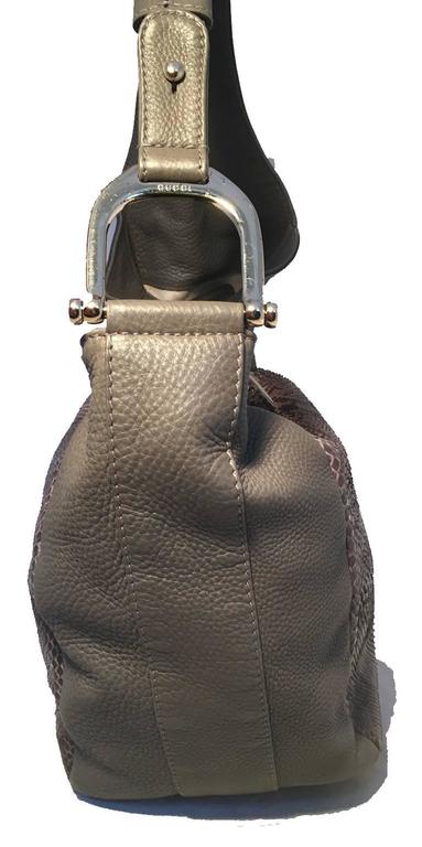 Gucci Grey Leather and Snakeskin Hobo Shoulder Bag For Sale at 1stDibs