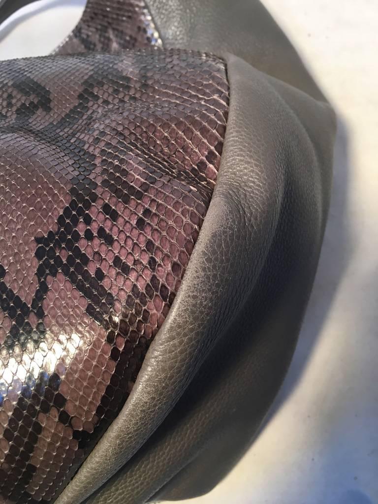 Gucci Grey Leather and Snakeskin Hobo Shoulder Bag 4