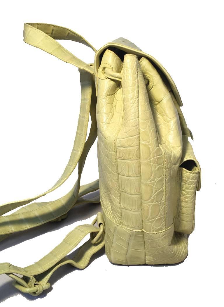 Brown Nancy Gonzalez Yellow Crocodile Leather Backpack