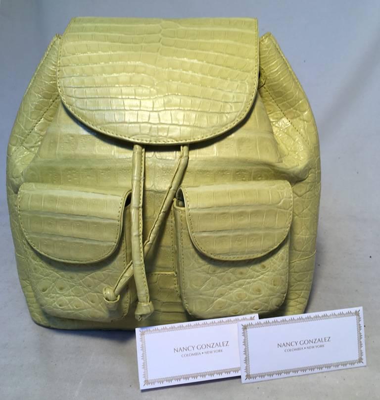 Nancy Gonzalez Yellow Crocodile Leather Backpack 2