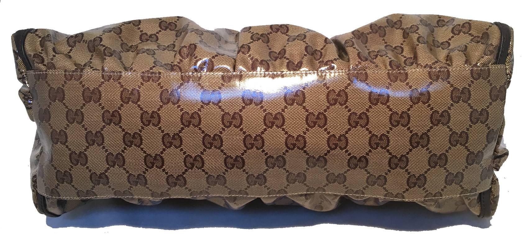 GUCCI Coated Monogram Canvas Saddle Buckle Shoulder Bag In Excellent Condition In Philadelphia, PA
