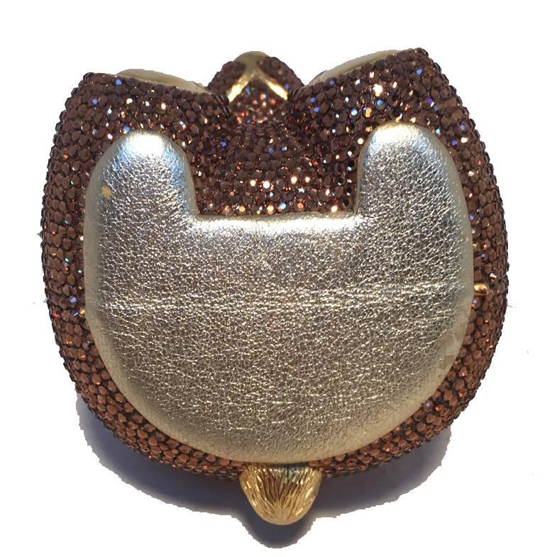 Women's Judith Leiber Swarovksi Crystal Brown Teddy Bear Minaudiere
