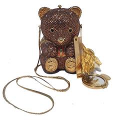 Judith Leiber Swarovksi Crystal Brown Teddy Bear Minaudiere