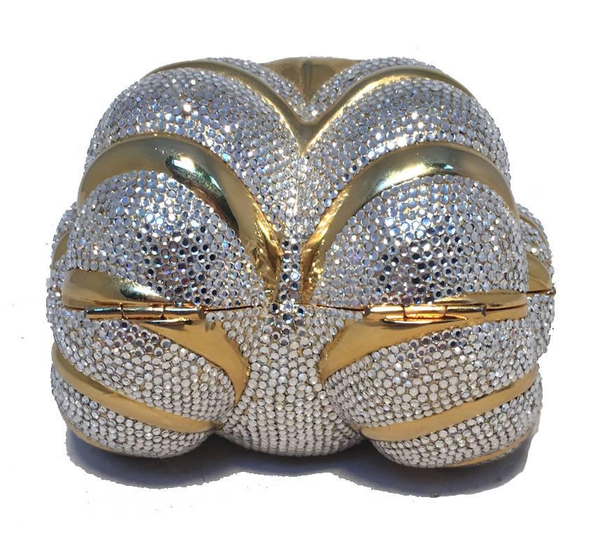 Gray Judith Leiber Swarovski Crystal Ram Head Minaudiere