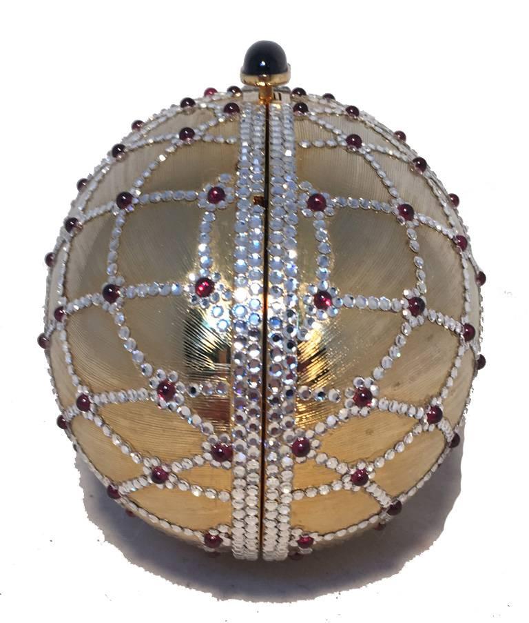 Judith Leiber Swarovski Crystal Gold Egg Minaudiere In Excellent Condition In Philadelphia, PA