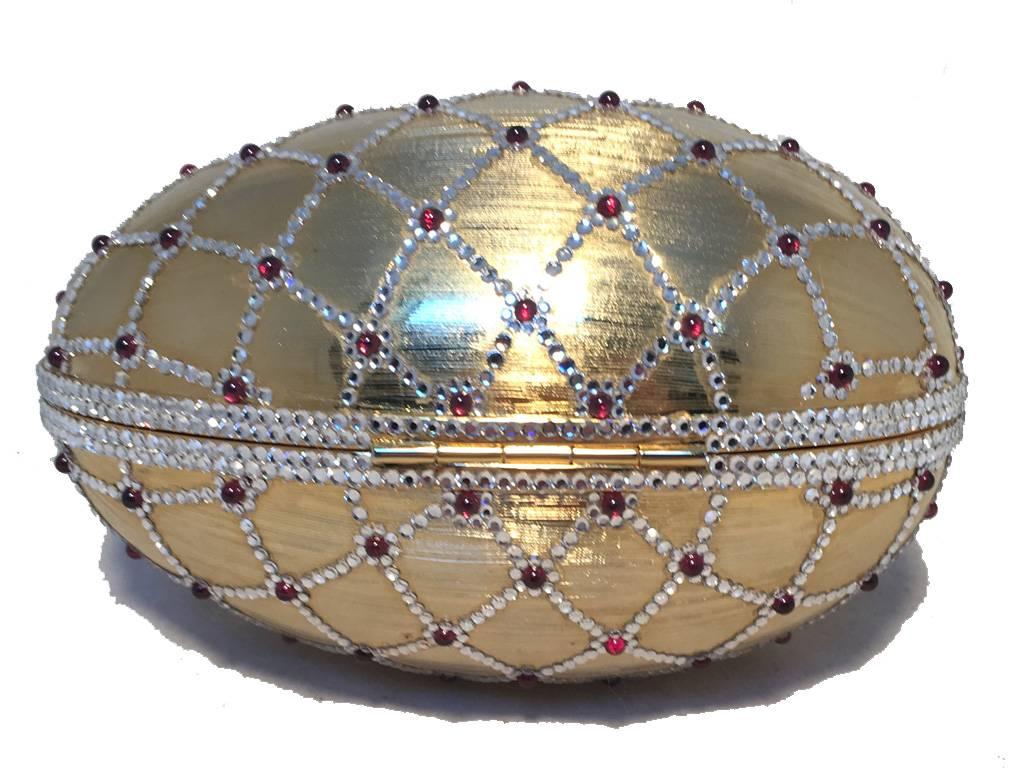 Women's Judith Leiber Swarovski Crystal Gold Egg Minaudiere