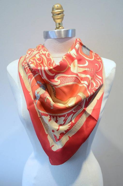 Hermes Vintage La Presentation Silk Scarf in Red at 1stDibs