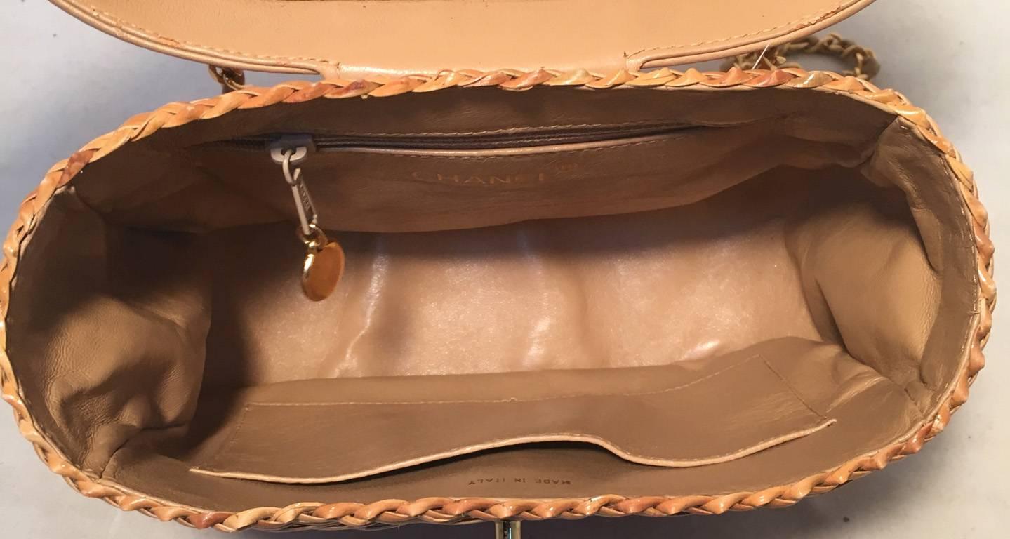 Brown Chanel Tan Rattan and Leather Basket Shoulder Bag