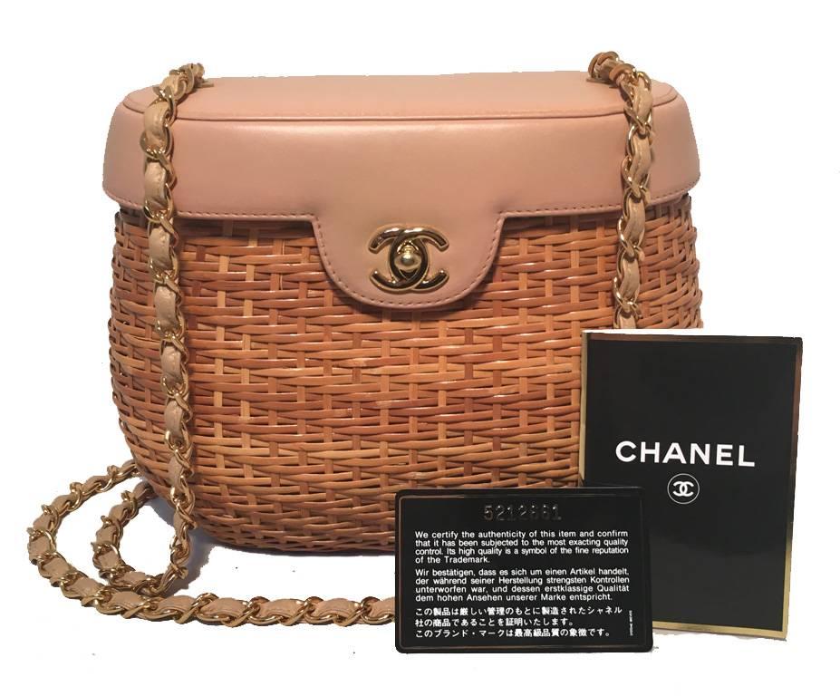 Chanel Tan Rattan and Leather Basket Shoulder Bag 2