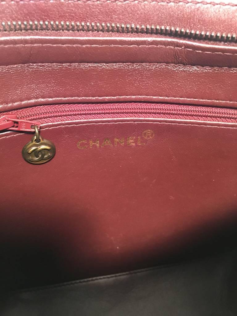 Black Chanel Maroon Leather Handbag 
