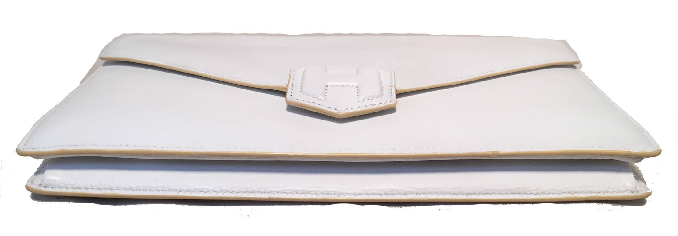RARE Hermes Vintage White Leather Clutch  In Good Condition In Philadelphia, PA