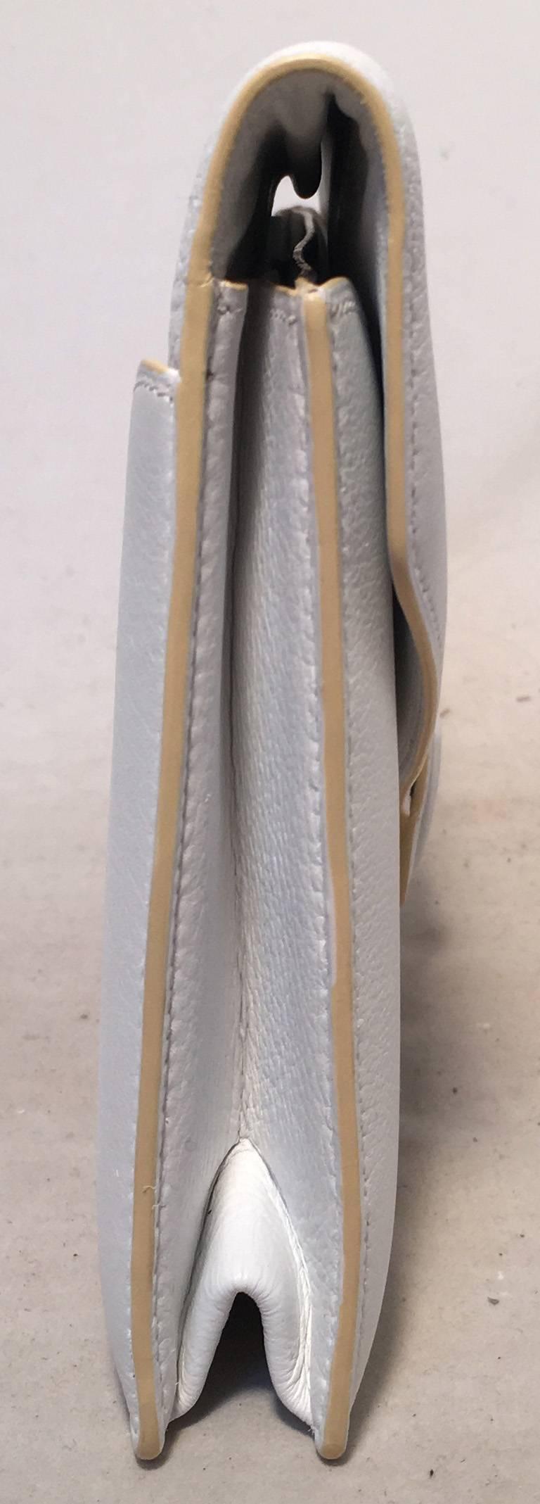 Gray RARE Hermes Vintage White Leather Clutch 