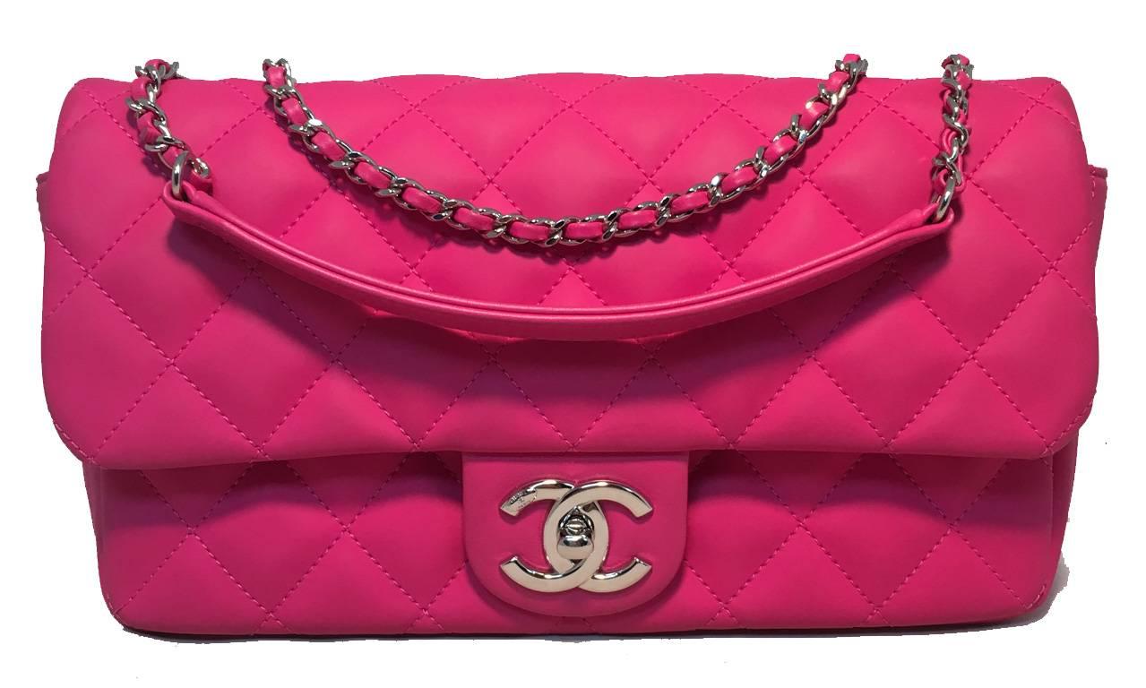 Chanel Pink Rubber Raincoat Classic Flap Shoulder Bag 2