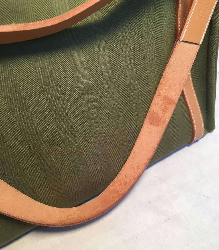 Hermes Olive Green Canvas Cabalicol Shoulder Bag Tote 1