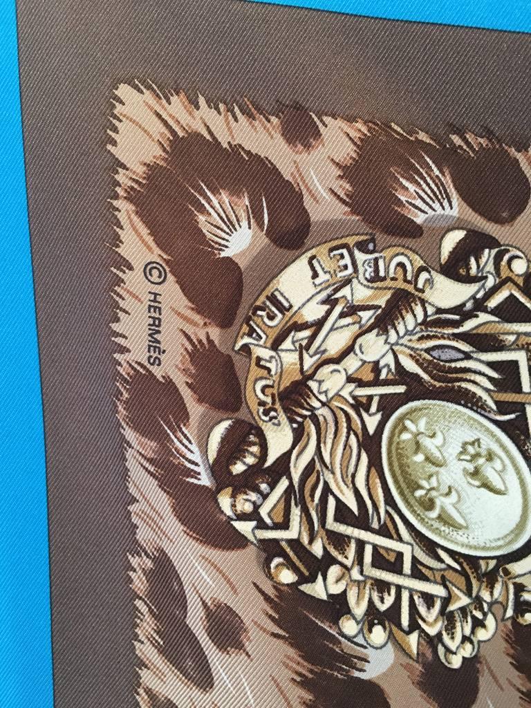 Brown Hermes Vintage Casques et Plumets Silk Scarf