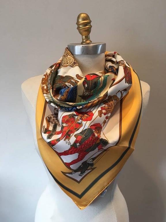 Hermes Vintage Le Temps des Marionnettes Silk Scarf in Golden