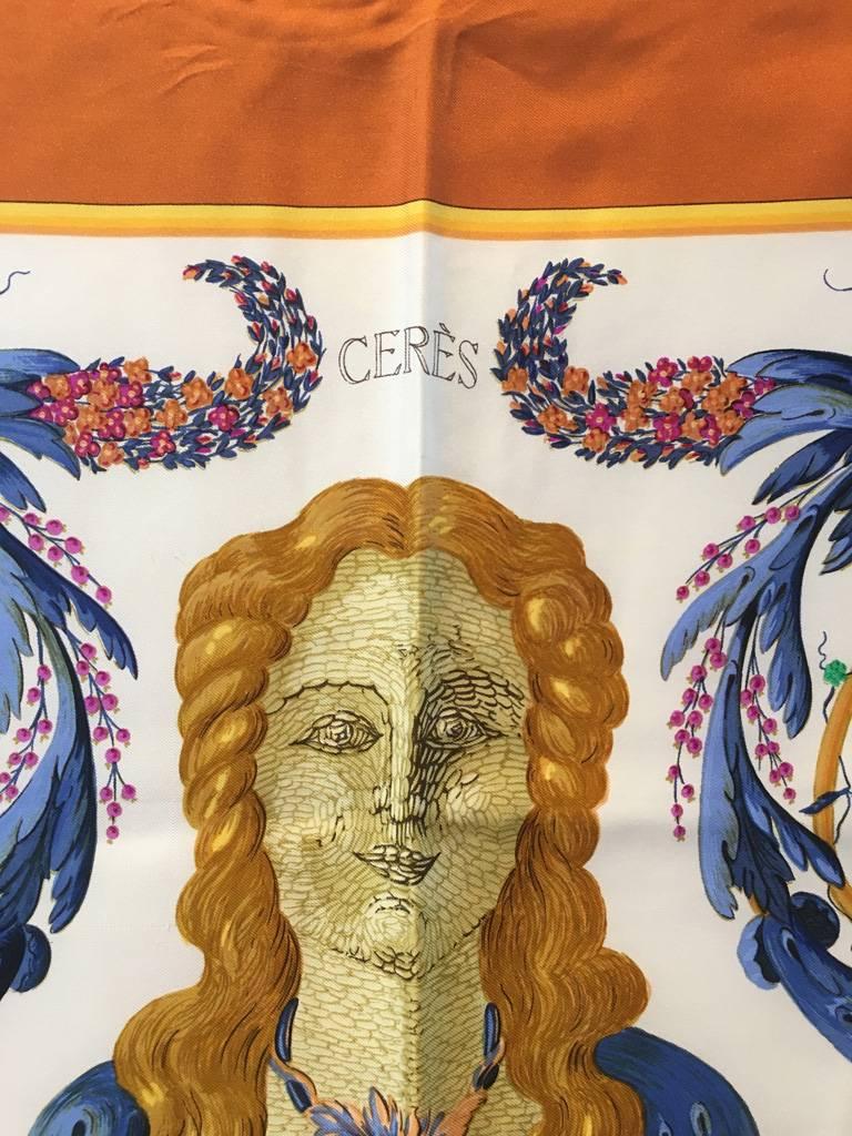 Women's or Men's Hermes Vintage Cerés Silk Scarf c1960s