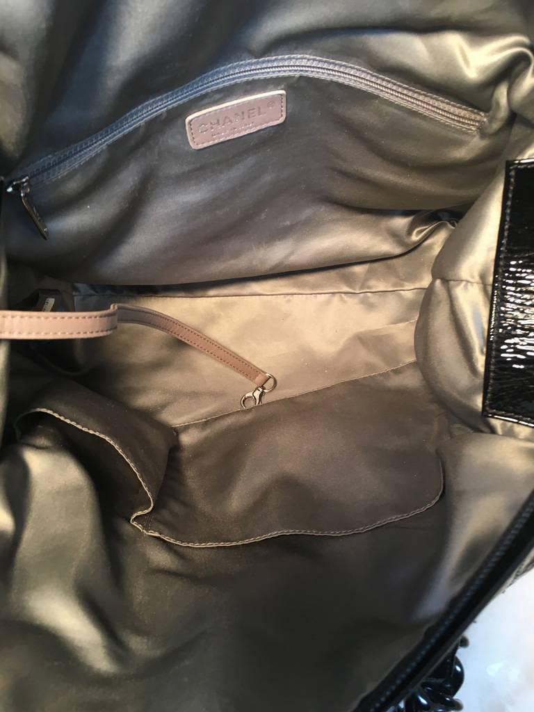 Chanel Black Distressed Patent Leather Shoulder Tote Bag 2