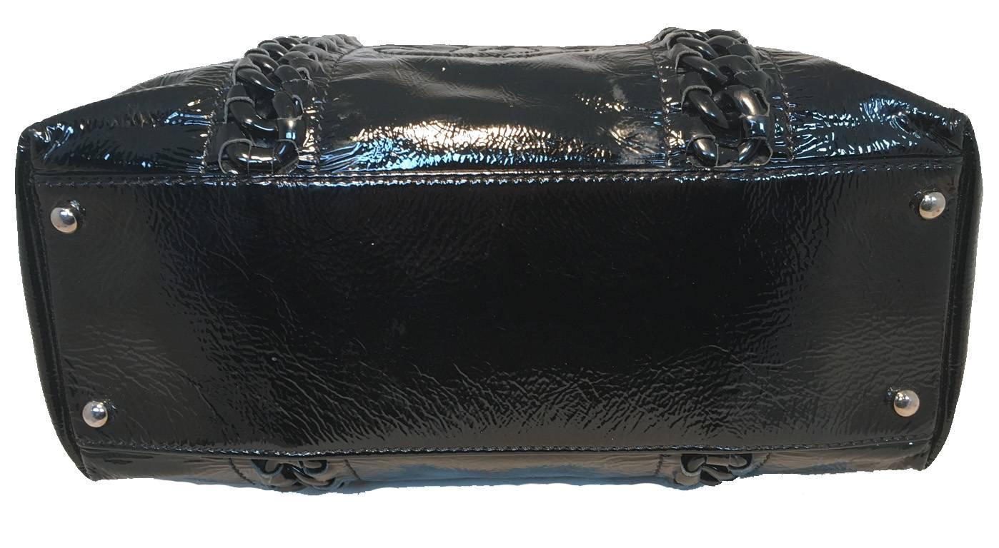 Women's Chanel Black Distressed Patent Leather Shoulder Tote Bag