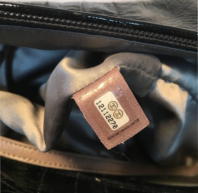 Chanel Black Distressed Patent Leather Shoulder Tote Bag 4