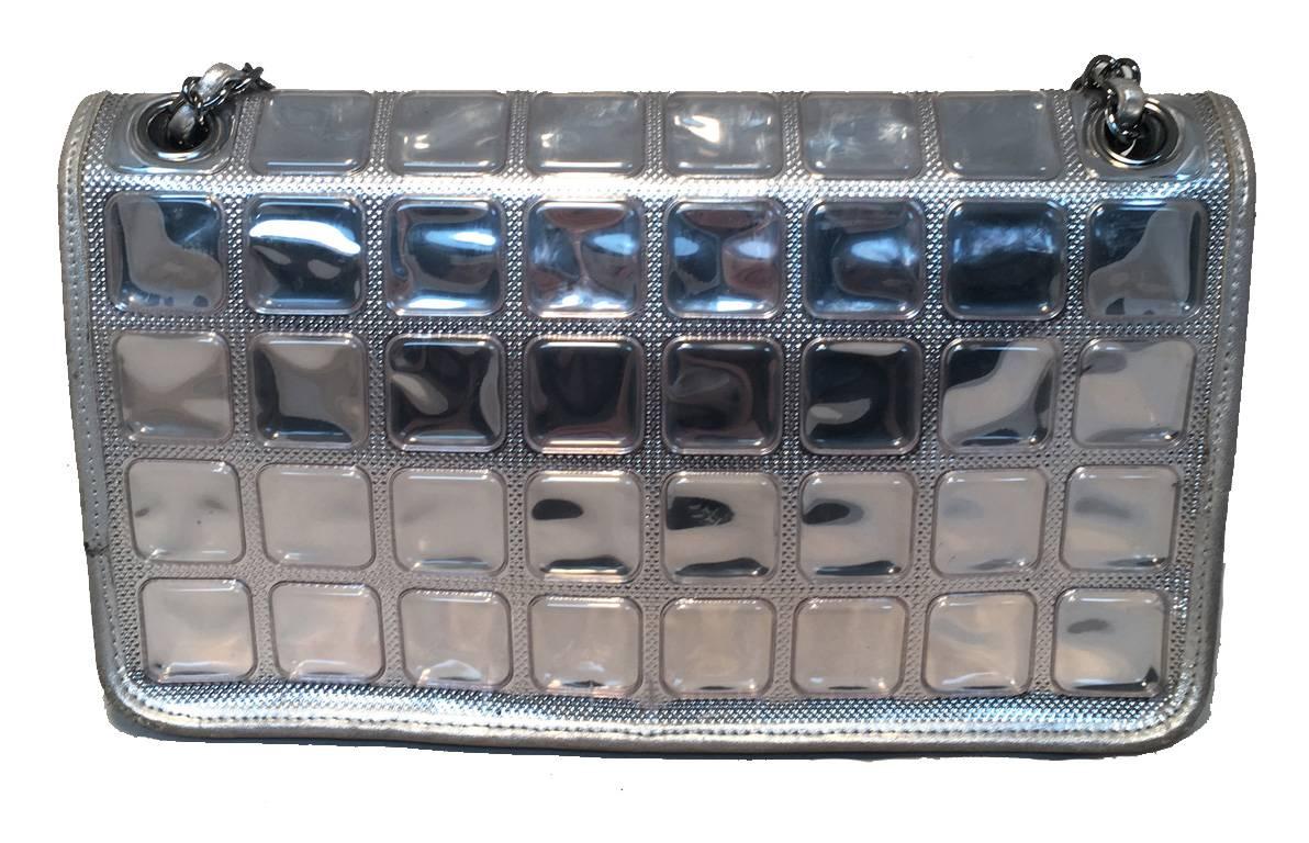 RARE and AMAZING Chanel silver and clear quilted 