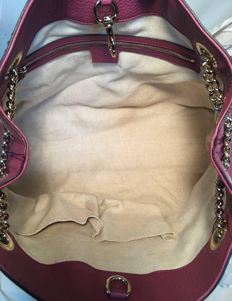 Women's Gucci Dark Pink Leather Soho Shoulder Bag Tote